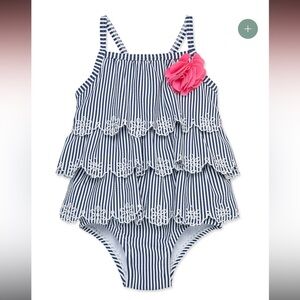 Little Me ||Navy Stripe Toddler Swimsuit size 24months